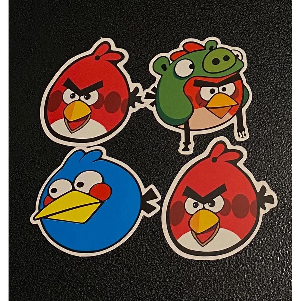 4 Count Angry Birds Stickers Cartoon Video Game Laptop Phone Case Water Bottle